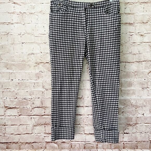 Anthropologie gingham cropped pants knit - Picture 1 of 8